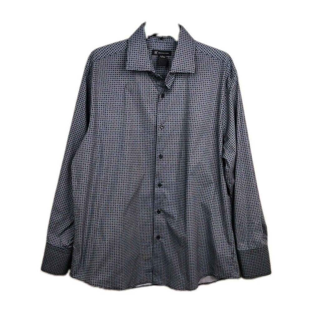 INC International Concepts Mens XL Black Gray Geometric Button Down Shirt